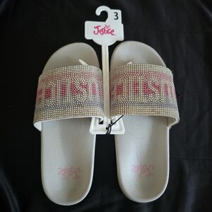 Justice Kids Sparkle Slide Sandals - Pink and Silver